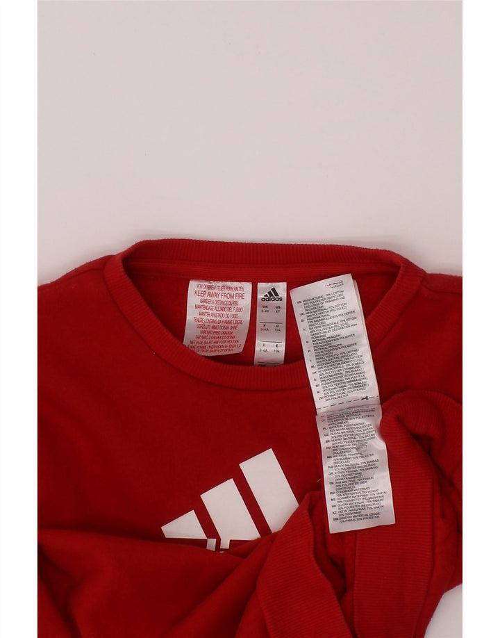 Adidas - Sudadera gráfica para niños (3-4 años, algodón), color rojo