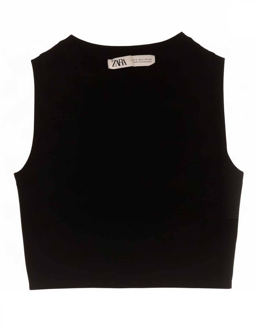 Zara Mujer Crop Vest Top UK 8 Small Viscosa Negra