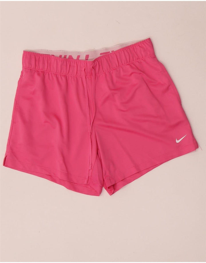 Nike - Pantalones cortos deportivos Dri Fit para mujer, talla 10, poliéster rosa pequeño