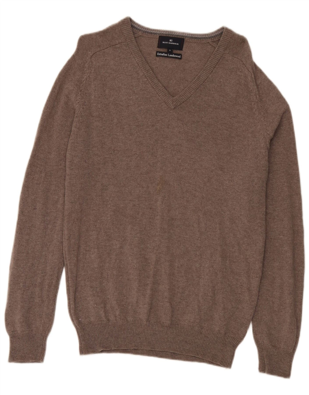 Marks & Spencer Suéter con cuello en V para hombre, color azul, pequeño, gris