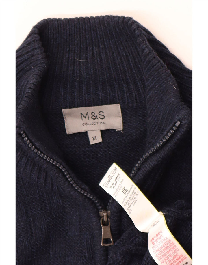 Marks & Spencer Suéter tipo cárdigan con cremallera completa para hombre XL Acrílico azul marino