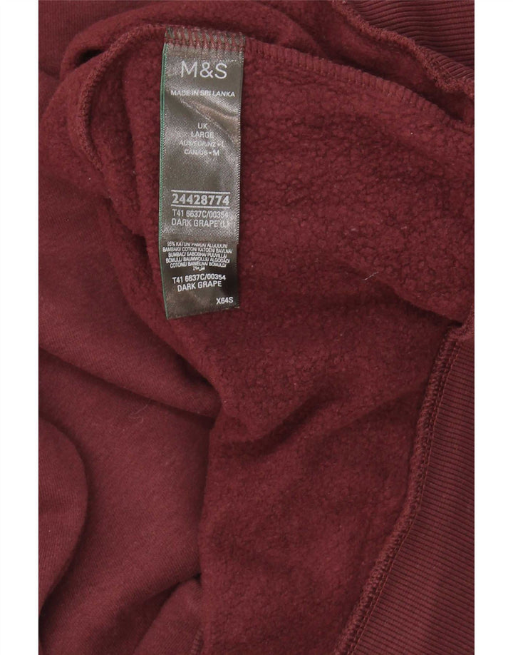 Marks & Spencer - Sudadera para hombre, talla grande, color burdeos, algodón