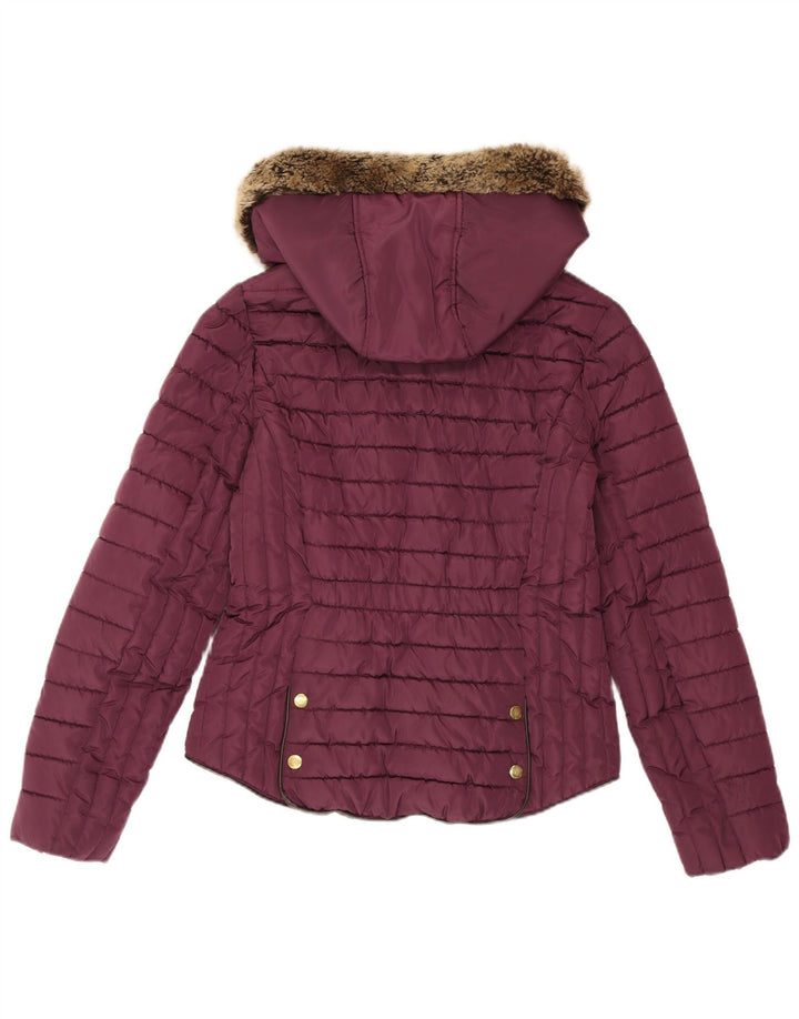 JOULES Chaqueta acolchada con capucha para mujer UK 10 Small Borgoña Poliéster