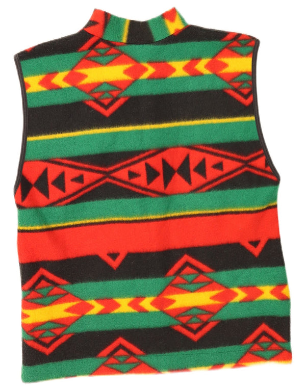 Vintage hombres polar Gilet Reino Unido 38 medio multicolor geométrico