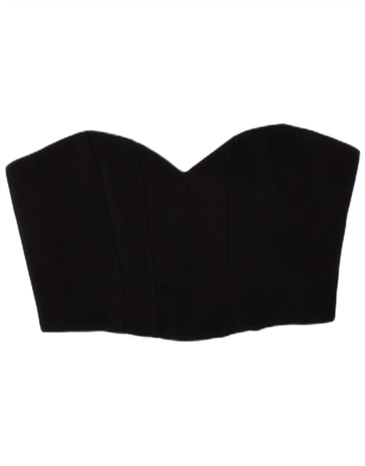 Zara Mujer Crop Corset Top Medio Negro Poliéster