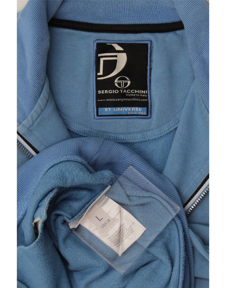 Sergio Tacchini Hombre Chándal Top Chaqueta Grande Algodón A Rayas Azul