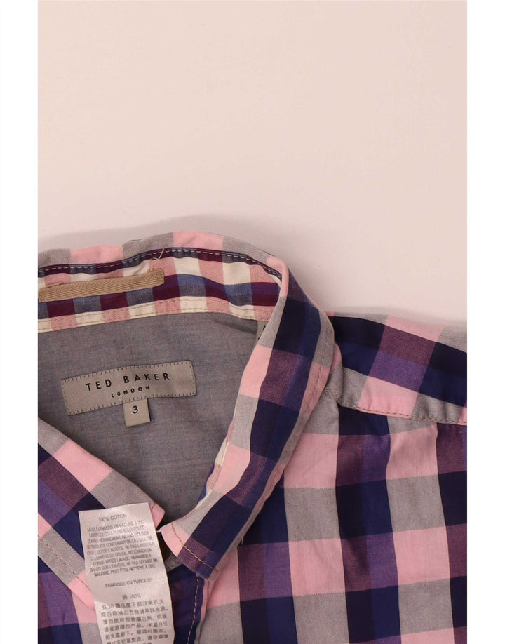 Ted Baker Camisa de manga corta para hombre Talla 3 Mediana Algodón a cuadros multicolor