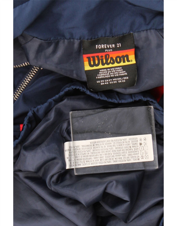 WILSON Chaqueta cortavientos con gráfico extragrande para mujer UK 22 2XL Azul marino