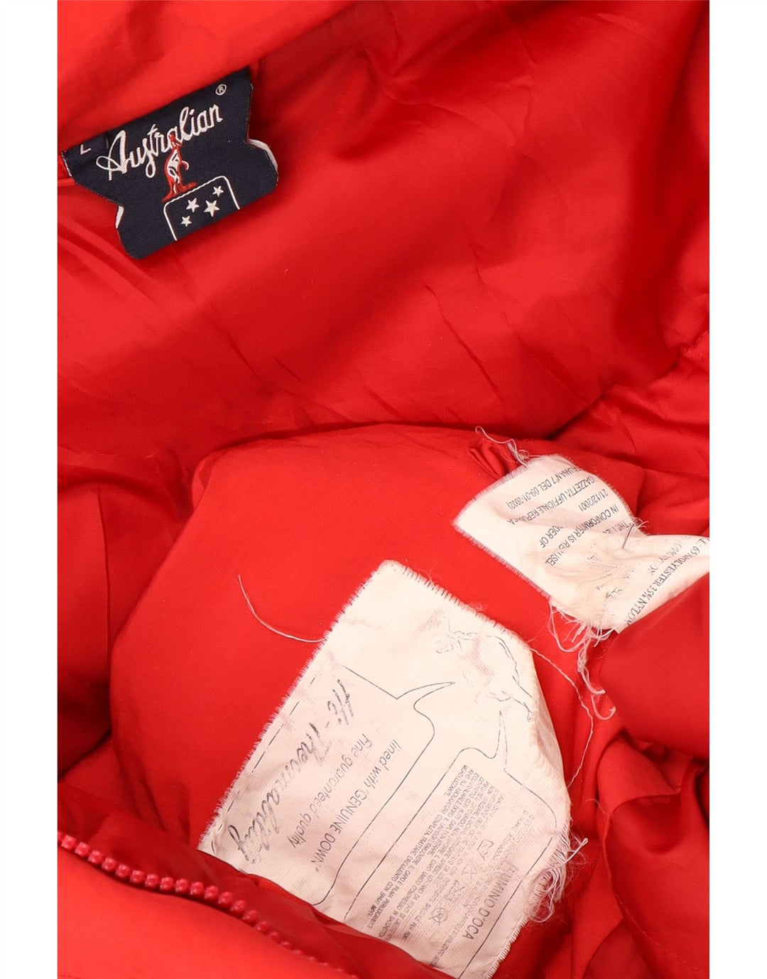 AUSTRALIAN L'ALPINA Abrigo acolchado con capucha para mujer UK 40 Grande Poliéster rojo