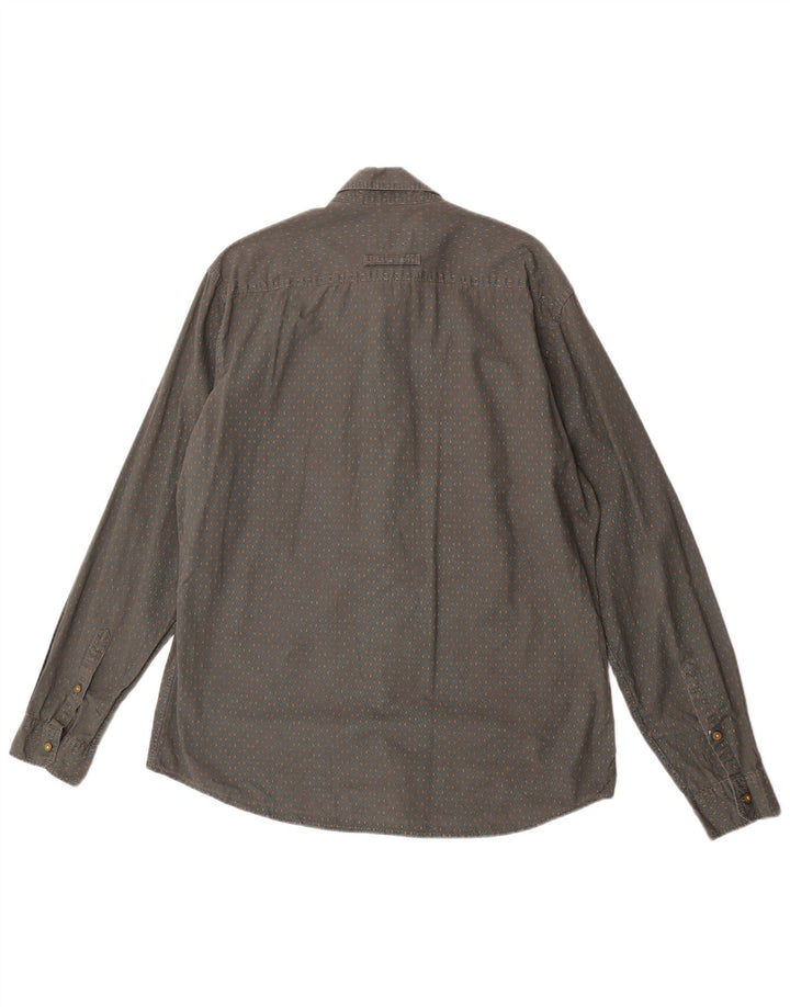 Camel Active Camisa de corte moderno para hombre Algodón geométrico gris grande
