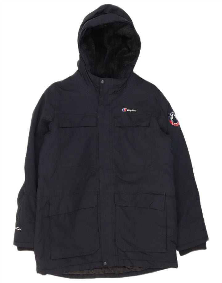 Berghaus Abrigo cortavientos con capucha para niños 12-13 años Negro Poliéster