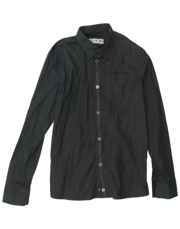 BIKKEMBERGS Camisa gráfica para hombre grande de algodón negro