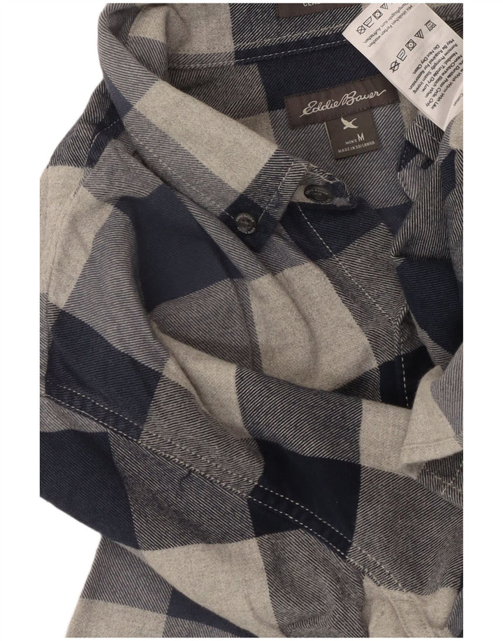 EDDIE BAUER Camisa de franela para hombre Algodón a cuadros azul marino mediano