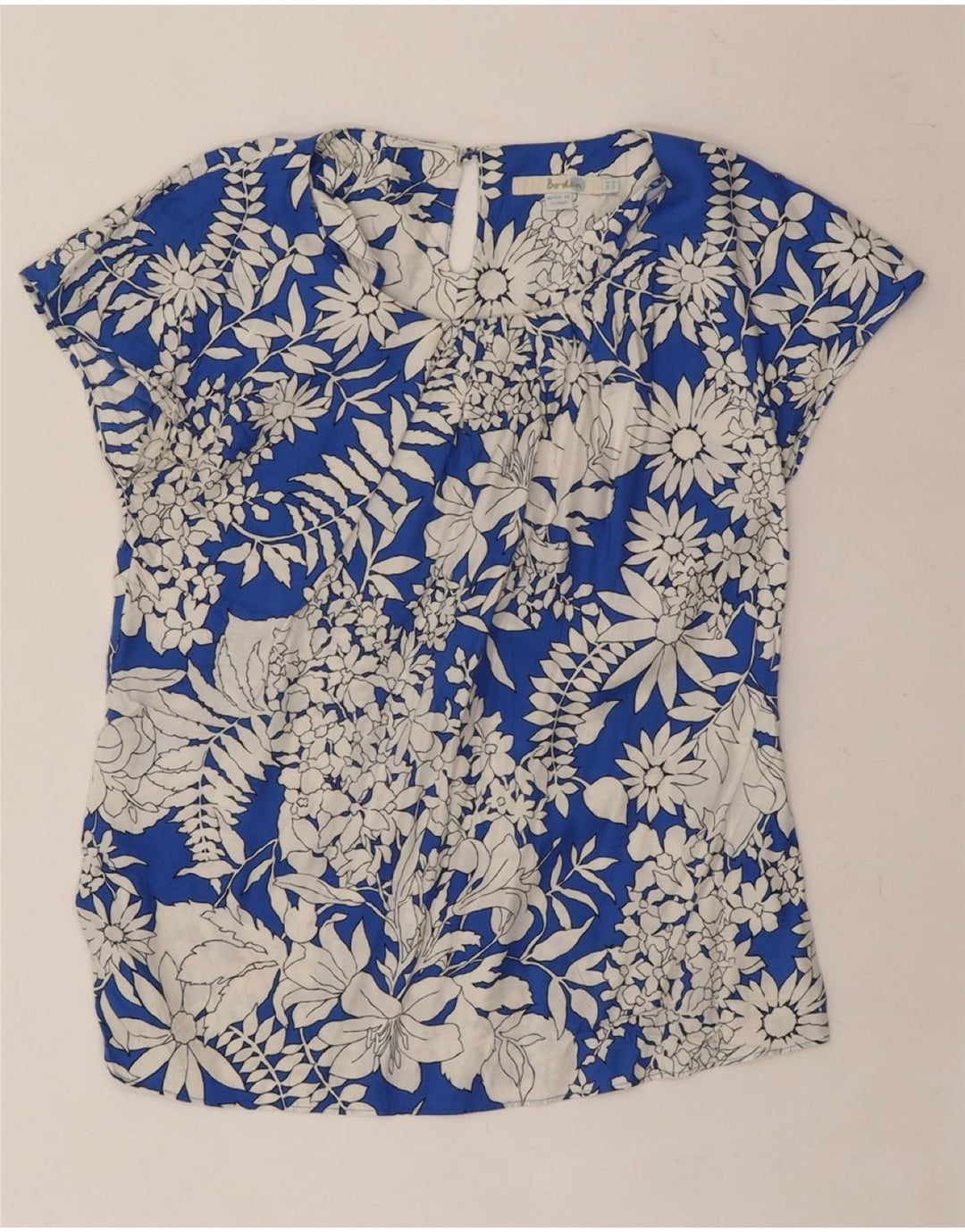 BODEN Blusa para Mujer Top UK 8 Small Azul Floral Viscosa