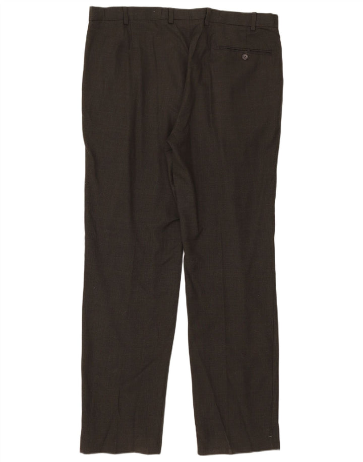 Marks & Spencer Pantalón de traje recto para hombre W38 L33 Lana marrón