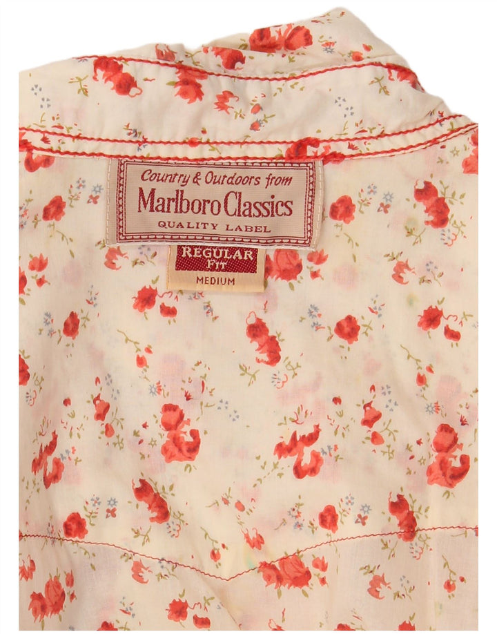 Marlboro Classics Blusa camisera de ajuste regular para mujer UK 44 Mediana Blanco Floral