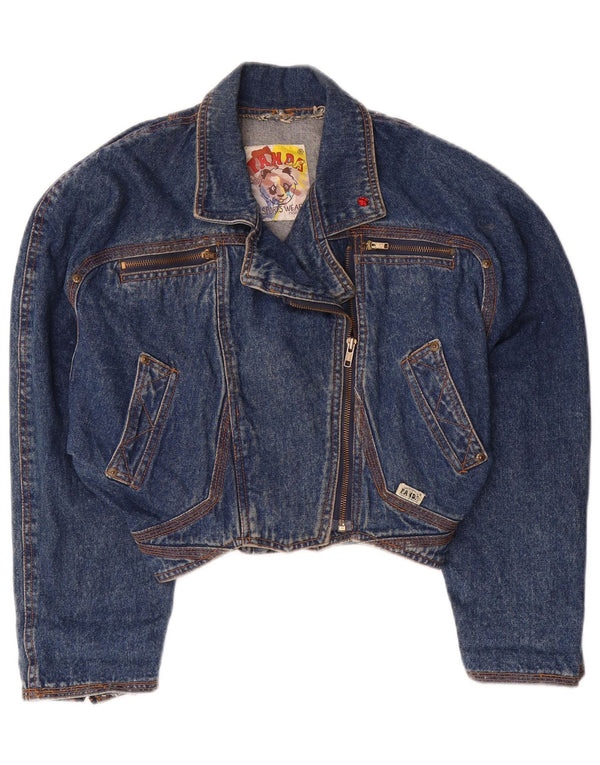 Panda Chaqueta vaquera de manga 3/4 corta extragrande para mujer EU 36 Small Blue