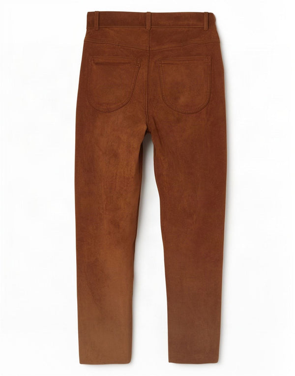 Jones Womens Slim Suede Trousers EU 36 Small W26 L28 Brown Leather