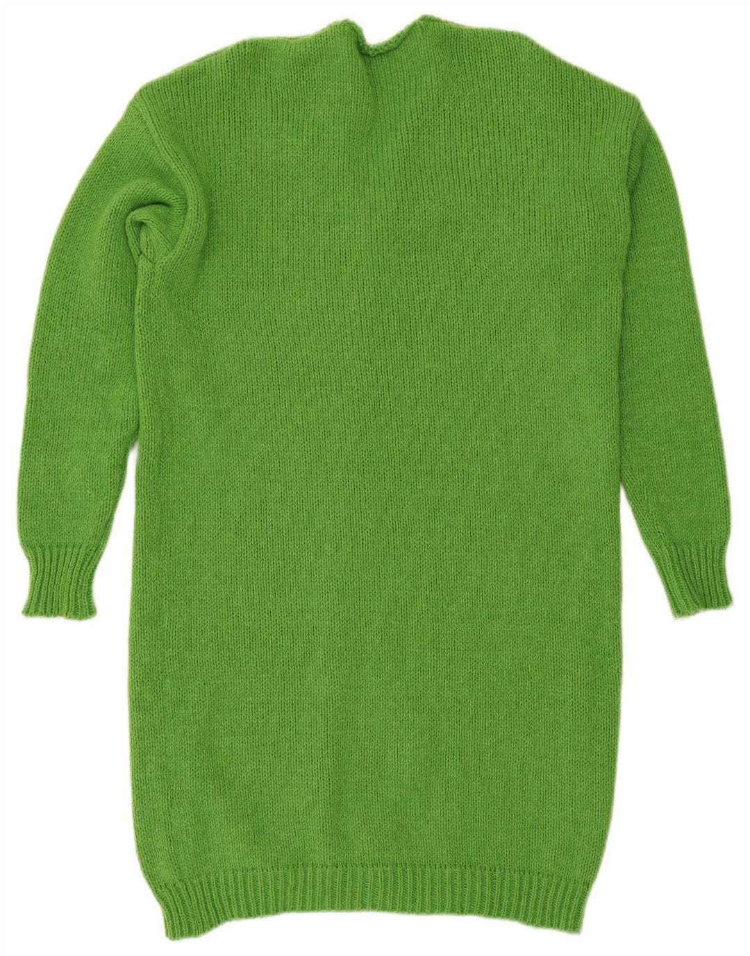 Vintage mujer longline abierto cardigan suéter Reino Unido 14 poliéster verde medio