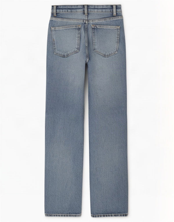 Zara Jeans Rectos De Cintura Alta Para Mujer EU 34 2XS W24 L30 Algodón Azul