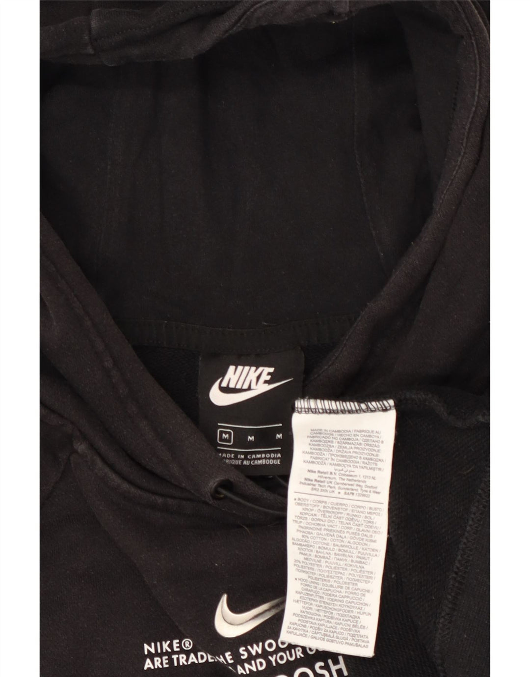 Nike Swoosh Graphic - Sudadera con capucha para mujer, talla grande, color negro