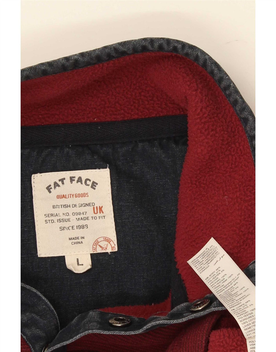 Sudadera con cuello y botones para hombre Fat Face Jersey grande de algodón burdeos