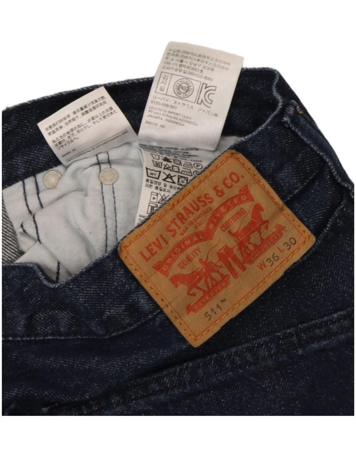 Levi's Hombre 511 Slim Jeans W36 L30 Algodón Azul Marino