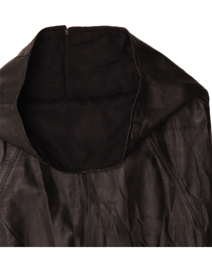 VINTAGE Falda de cuero para mujer W32 Grande Negro