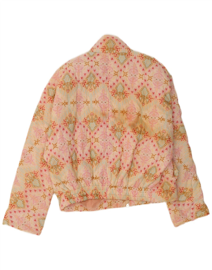 Vintage mujer bombardero chaqueta acolchada de gran tamaño Reino Unido 14 medio rosa paisley