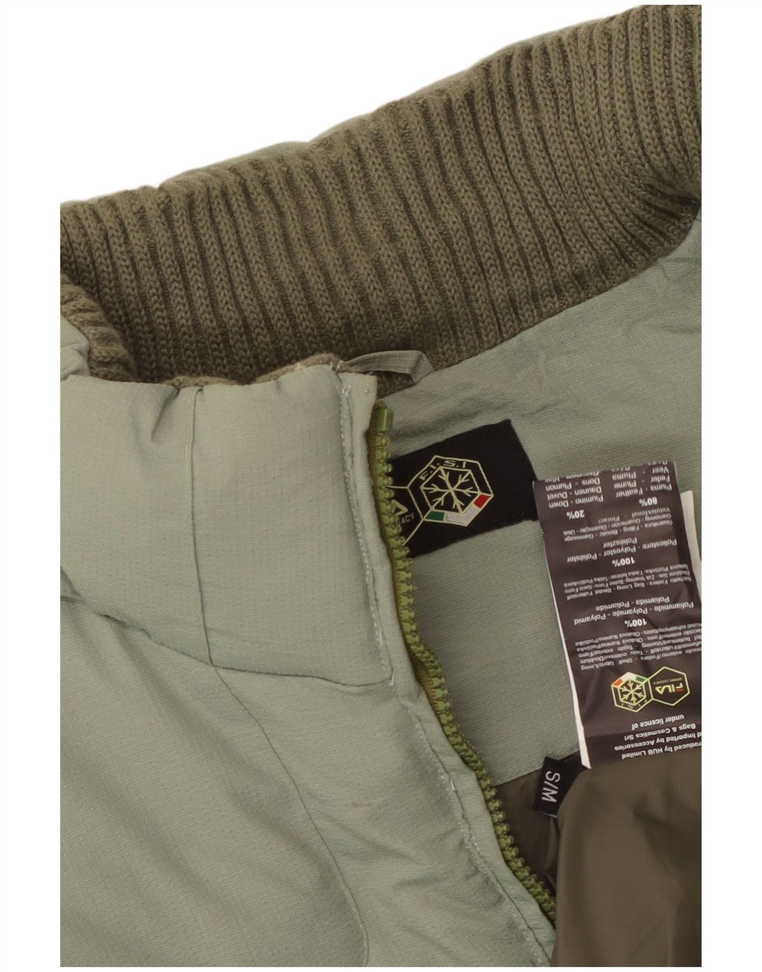 Fila Chaqueta acolchada para hombre UK 36 Small Verde Poliamida