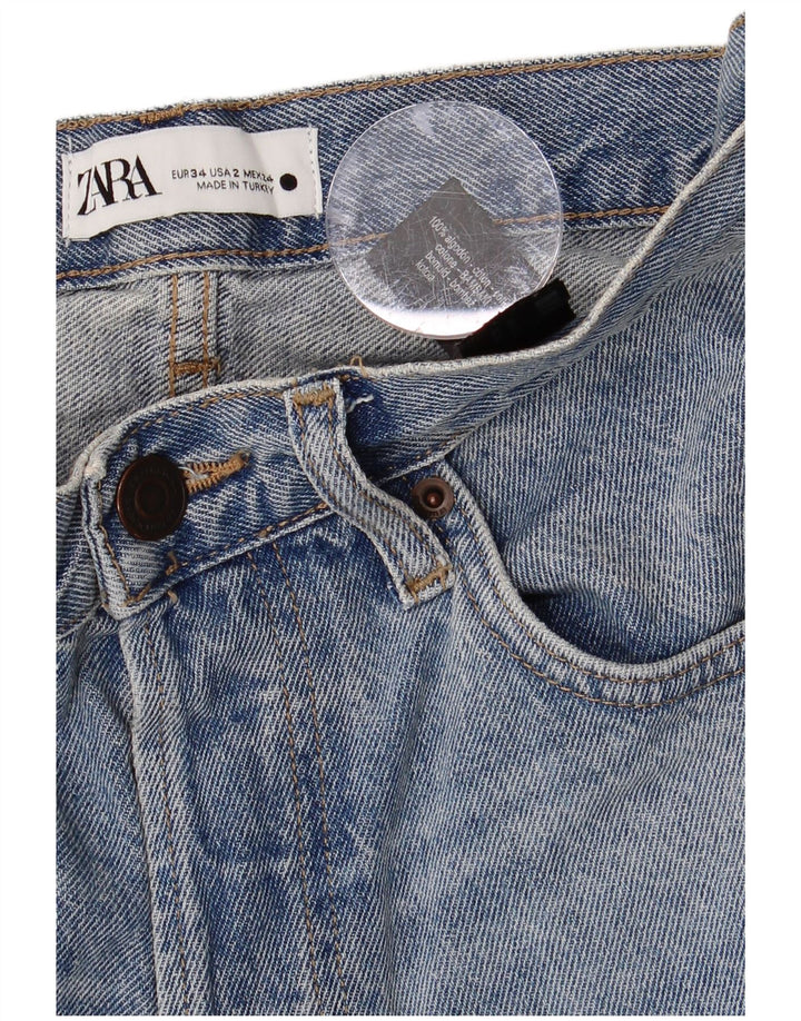 ZARA Vaqueros Rectos Mujer EU 34 2XS W24 L29 Azul Algodón