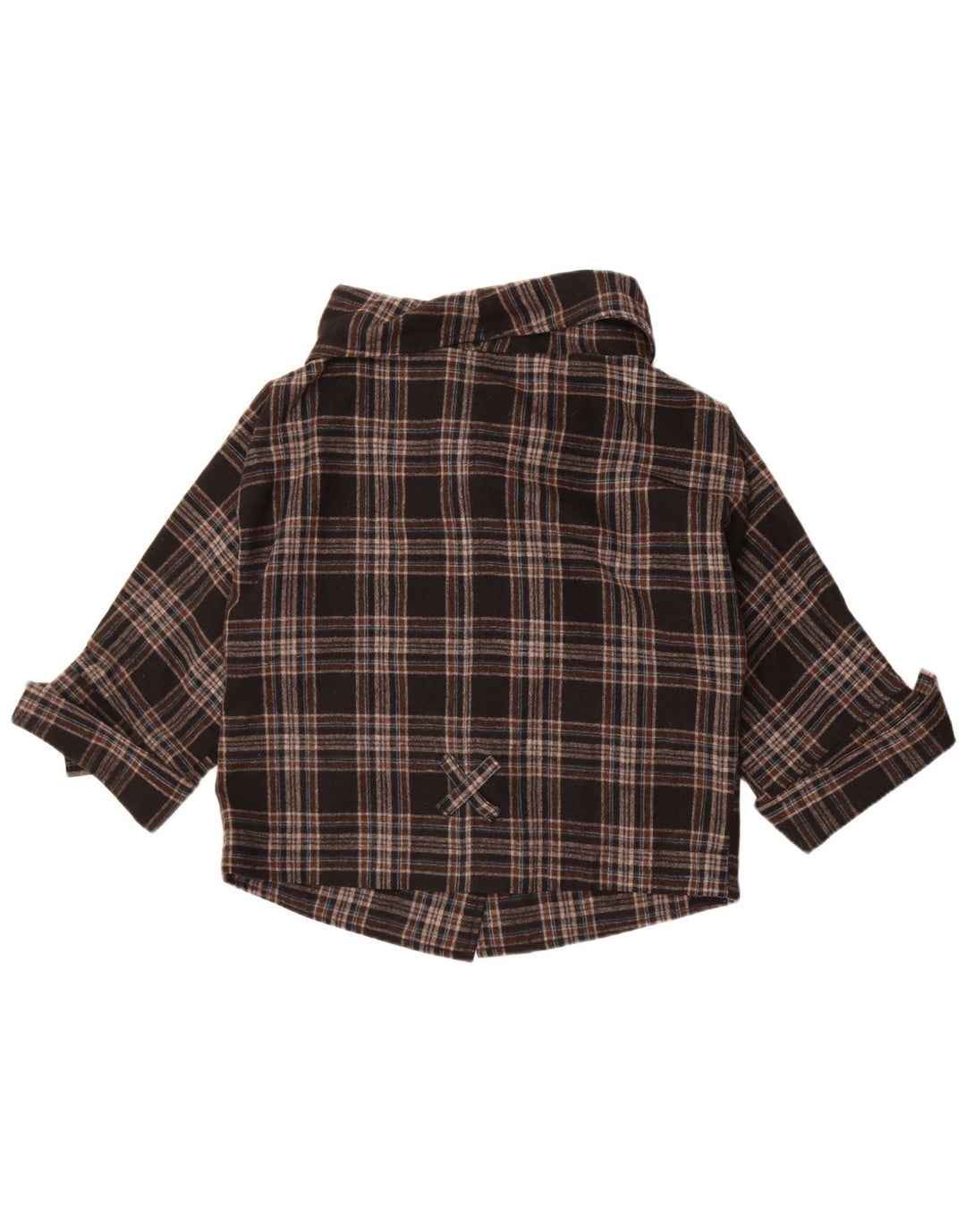 Vintage mujer bomber chaqueta Reino Unido 10 pequeña lana a cuadros marrón