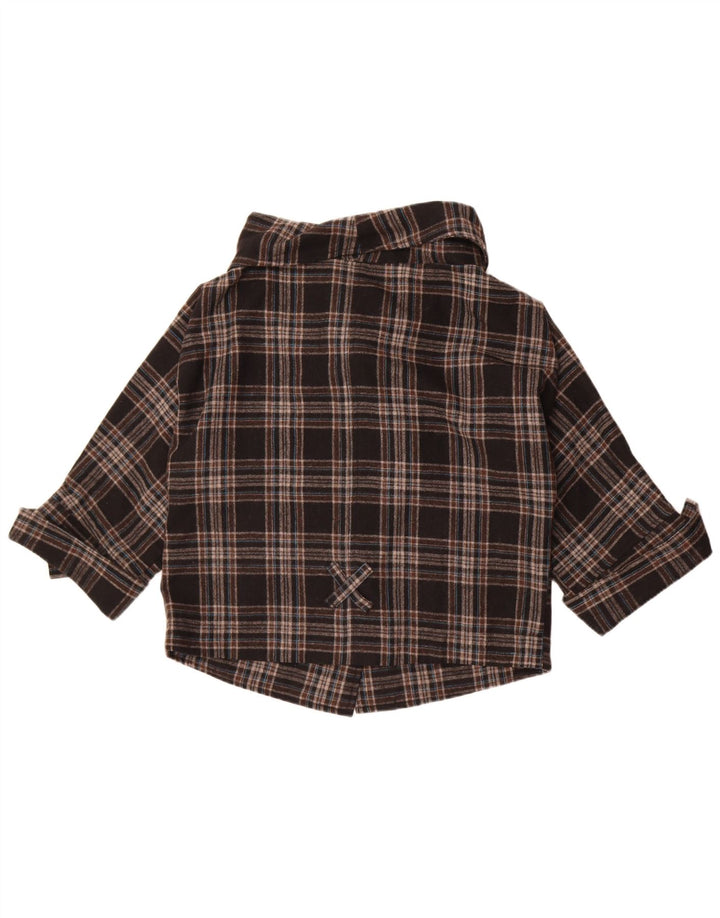 Vintage mujer bomber chaqueta Reino Unido 10 pequeña lana a cuadros marrón