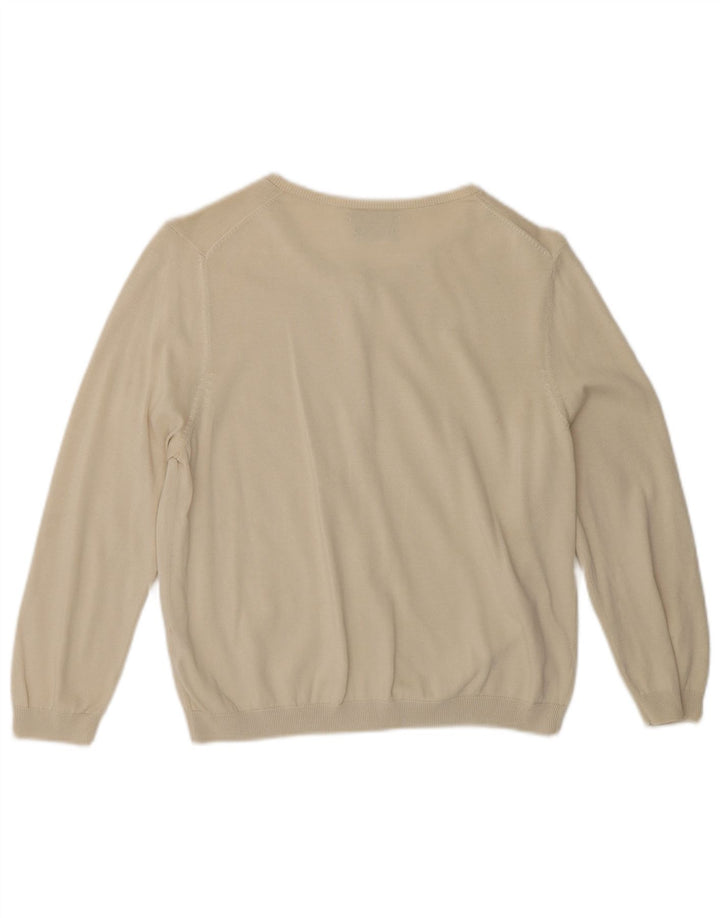 MASSIMO DUTTI Suéter Cárdigan para Mujer UK 10 Small Off White Cotton