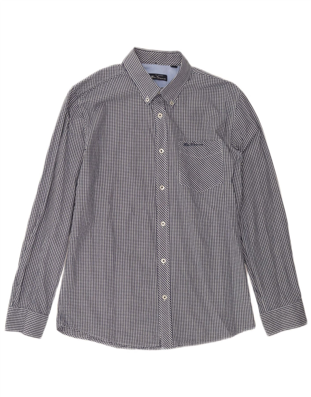 BEN SHERMAN Camisa para hombre Algodón a cuadros azul marino mediano