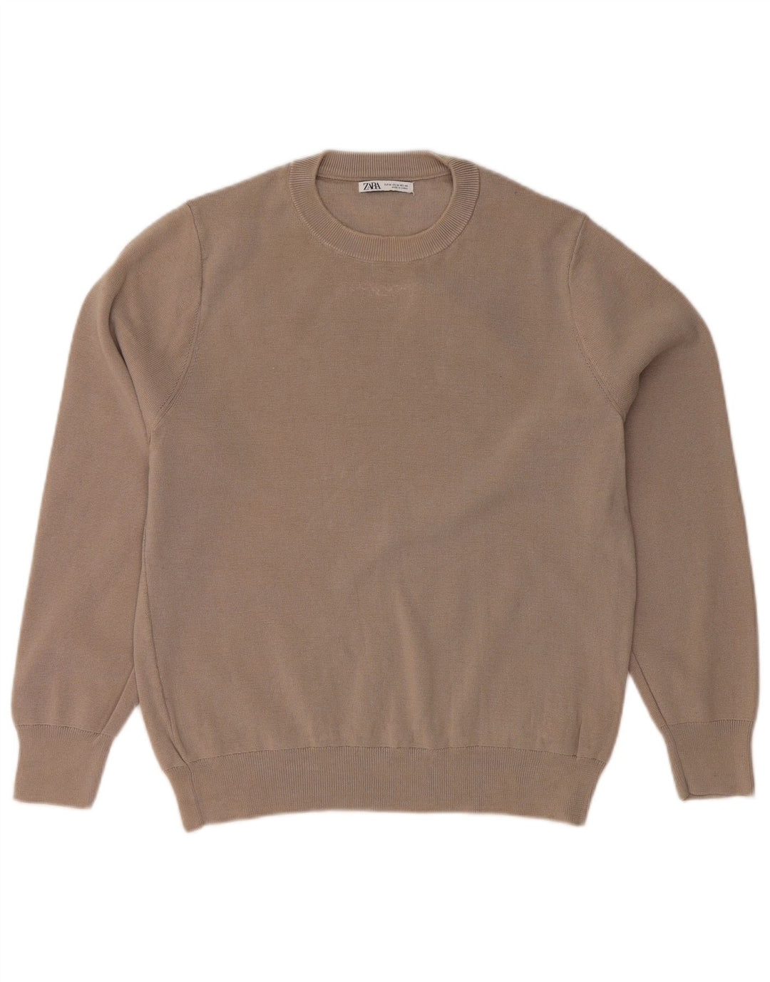 ZARA Jersey de cuello redondo para mujer UK 44 Algodón gris medio