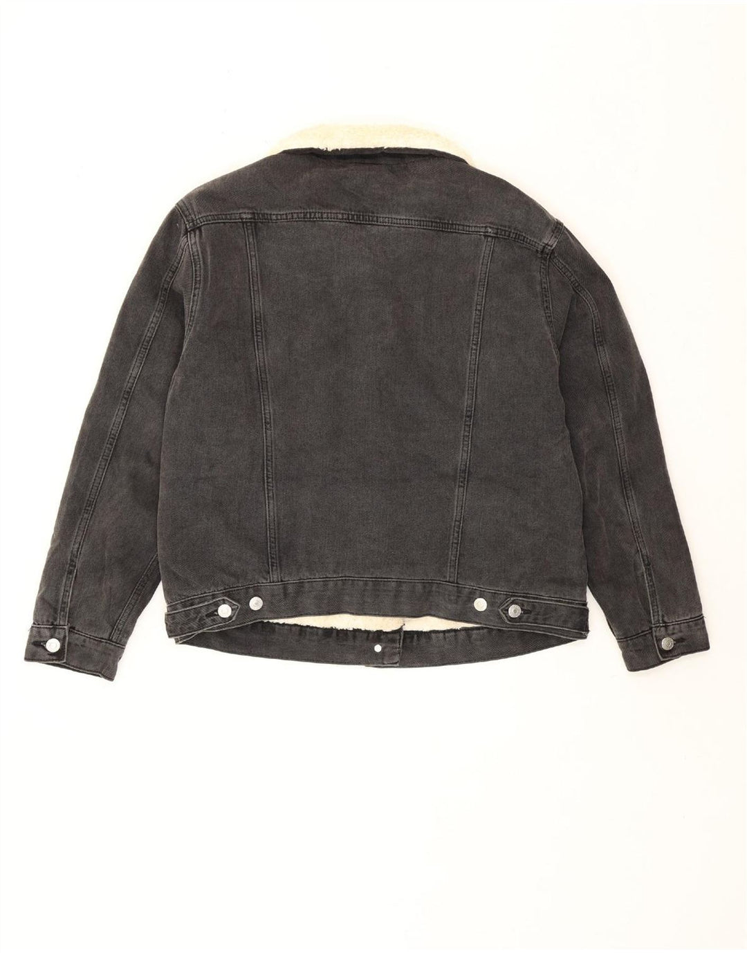 Topshop Chaqueta vaquera Sherpa para mujer Reino Unido 12 Algodón gris medio