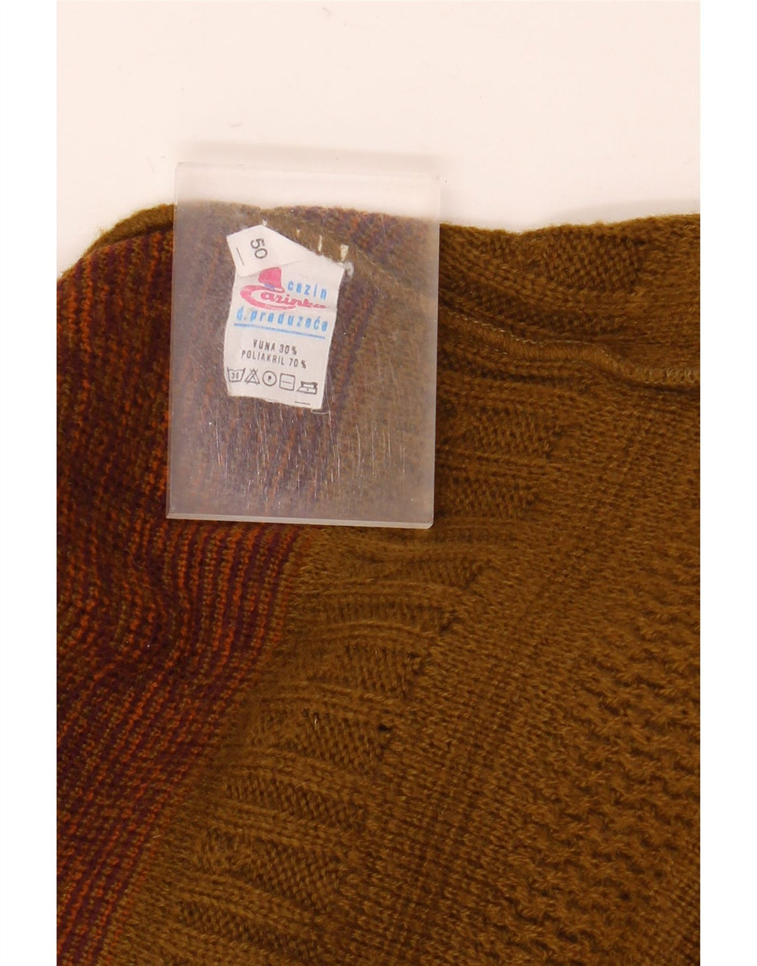 Vintage hombres botón cuello jersey suéter EU 50 medio caqui Fair Isle