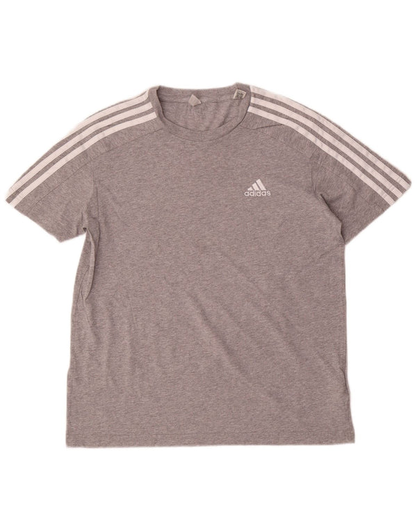 Adidas Mens T-Shirt Top Small Grey Flecked Cotton