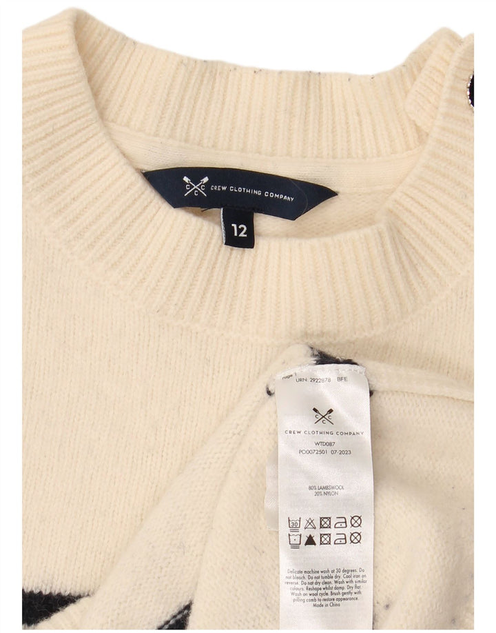 CREW CLOTHING Suéter tipo jersey con cuello redondo para mujer UK 12 Medium Off White