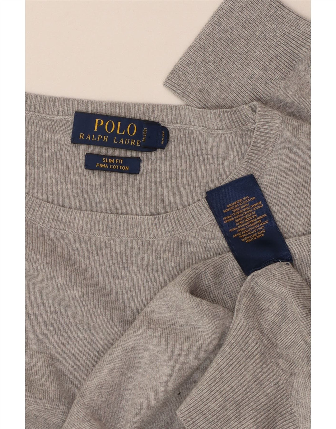 POLO RALPH LAUREN Jersey ajustado con cuello barco para hombre Gris medio