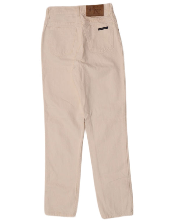 Calvin Klein Jeans cónicos de cintura alta para mujer US 9 Medium W25 L29 Blanco
