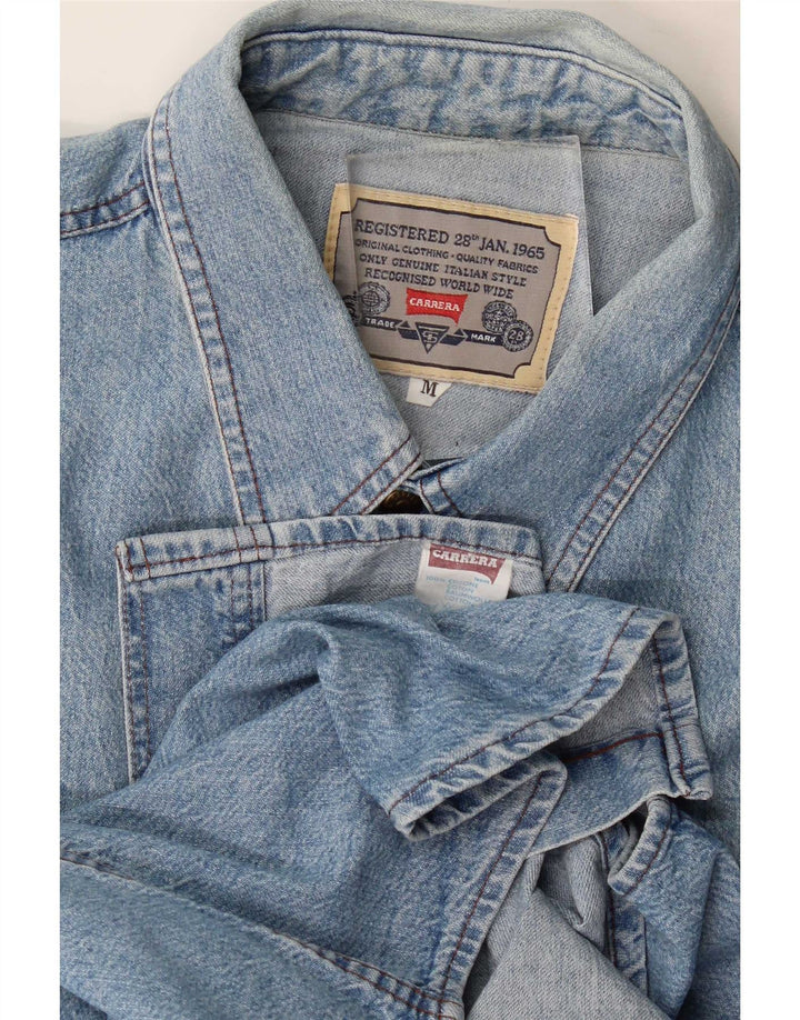 Camisa Vaquera Carrera Hombre Azul Medio Algodón