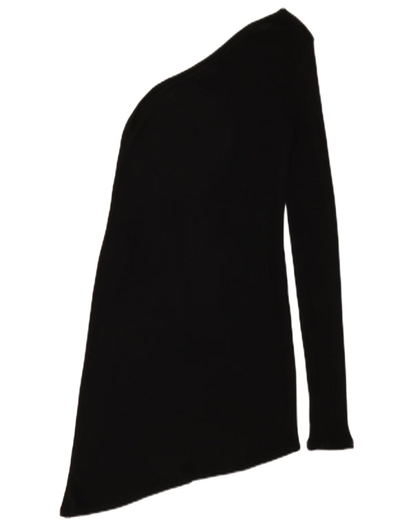 Zara Top Asimétrico De Un Hombro Para Mujer UK 42 Viscosa Negra Mediana