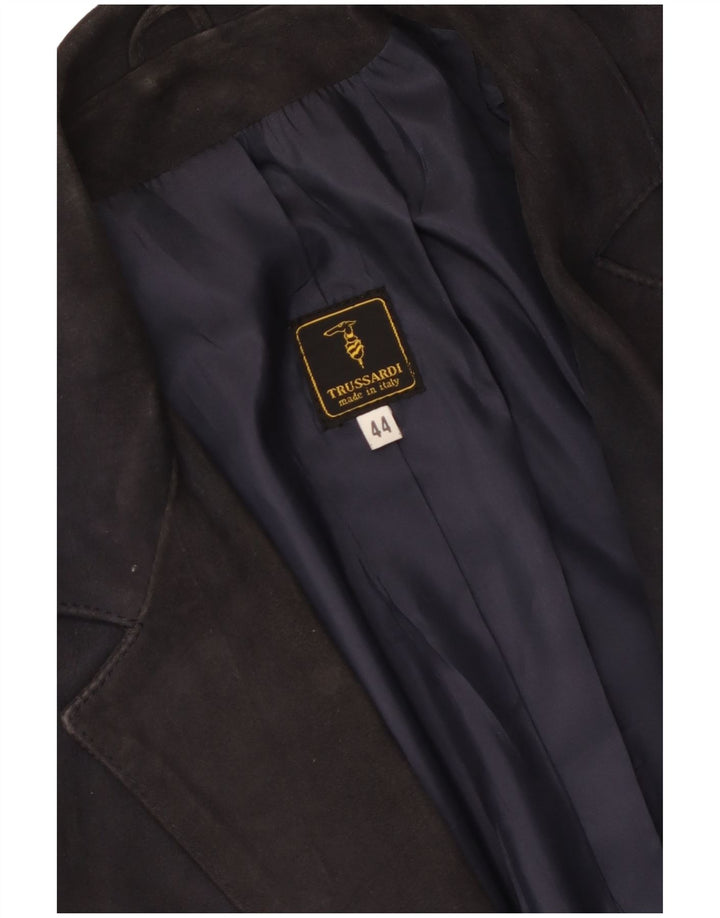 Trussardi Chaqueta Blazer De Ante De 2 Botones Para Mujer IT 44 Azul Marino Medio