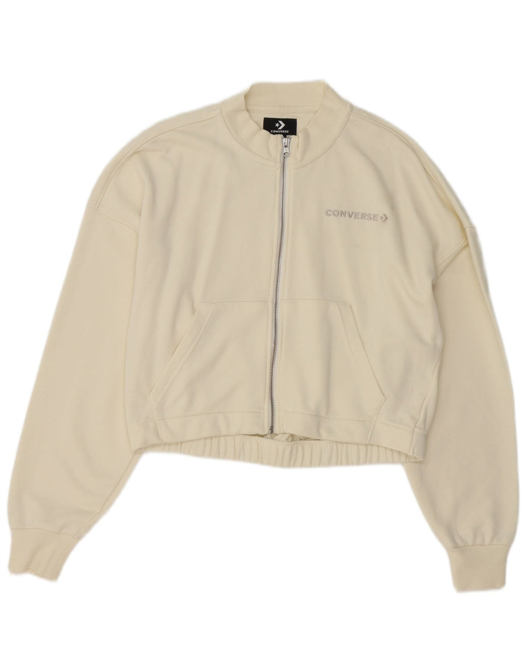 Converse Mujer Chándal Top Chaqueta UK 14 Mediano Blanco