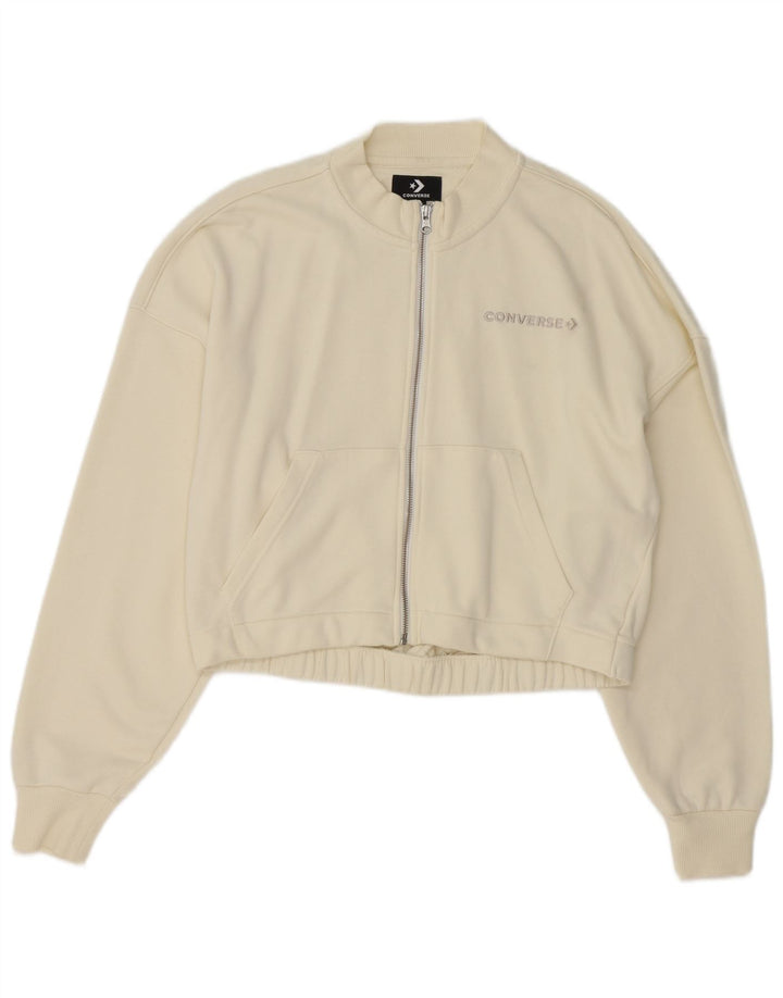 Converse Mujer Chándal Top Chaqueta UK 14 Mediano Blanco