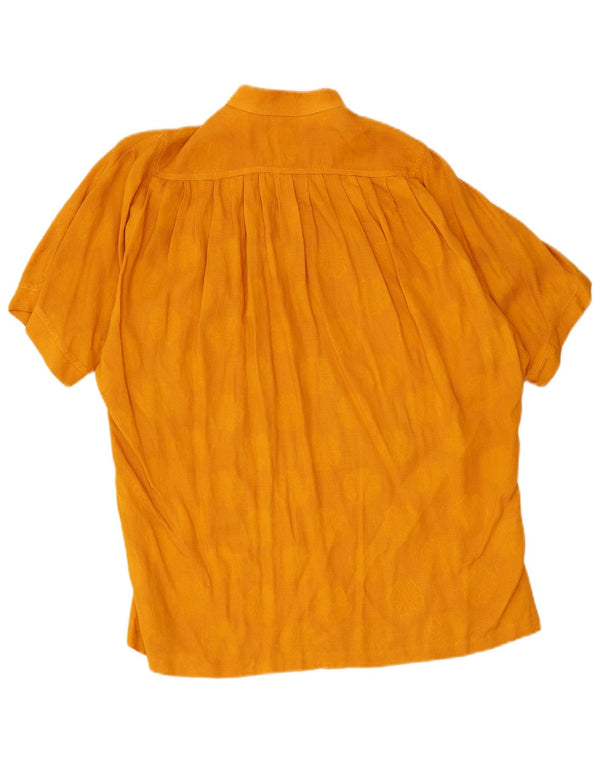 Vintage mujer jersey camisa blusa EU 40 medio amarillo floral