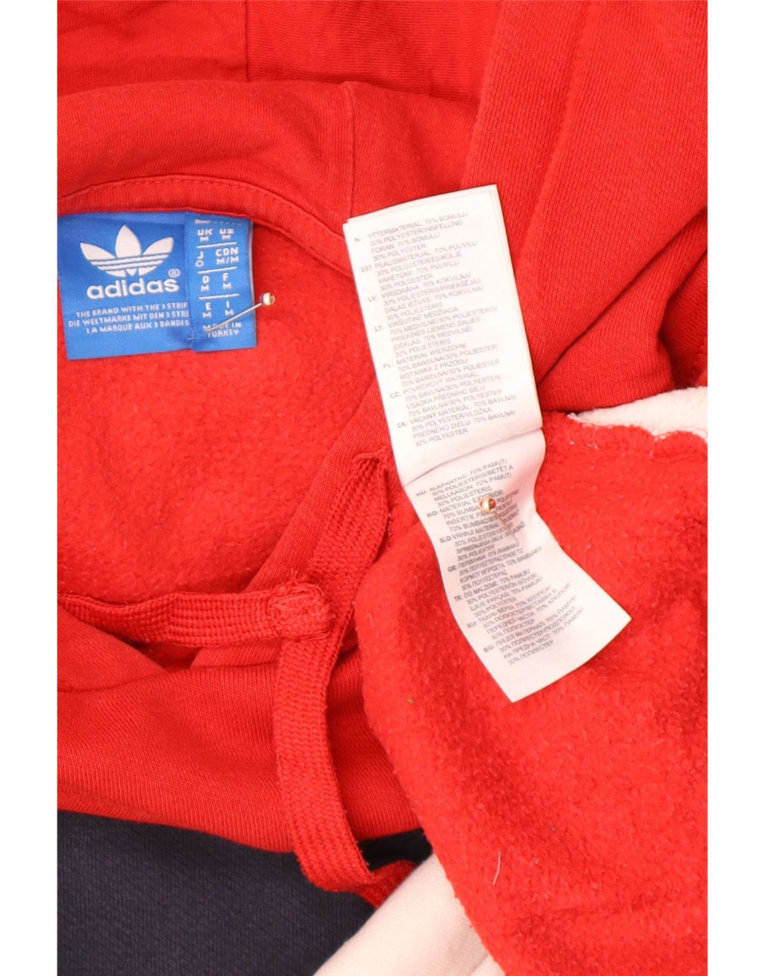 ADIDAS Mens Hoodie Jumper Medium Red Colourblock Cotton