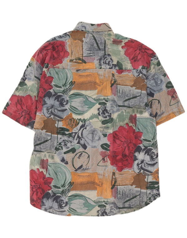 Dubin Camisa de manga corta para hombre de algodón floral multicolor mediano hawaiano